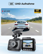 AZDOME Dashcam Auto mit 4K Auflösung, WiFi Autokamera mit GPS, Dash Camera mit Nachtsicht, 170°Weitwinkel, WDR, 2,4" IPS, 24/7 Parküberwachung, Bewegungserkennung, Loop-Aufnahme(GS63H)