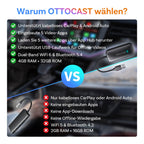 OTTOCAST Play2video Ultra 2026 Upgrade, kabelloser CarPlay & Android Auto Adapter mit YouTube/Netflix/Prime Video, Plug & Play, 4 GB + 32 GB AI Box für Fahrzeuge mit kabelgebundenem CarPlay ab 2016