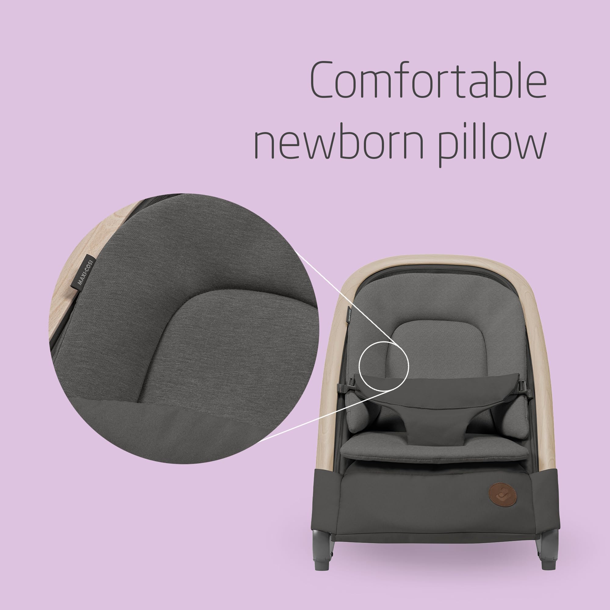 Maxi-Cosi KORI 2-in-1 Ergonomischer Babywippe mit Spielzeugbogen 0-2 Jahre bis 15 kg Neugeborenen Hüpfstuhl 3 Liegepositionen Easy-In Harness Leicht & Kompakt Neugeborenes Kissen Beyond Graphite