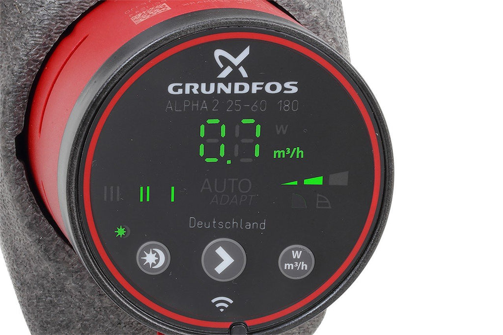 Grundfos 97914905 Hocheffizienzpumpe Alpha2 25-60 PN 10 G 1 1/2 Zoll, 1 x 230 V, 180 mm