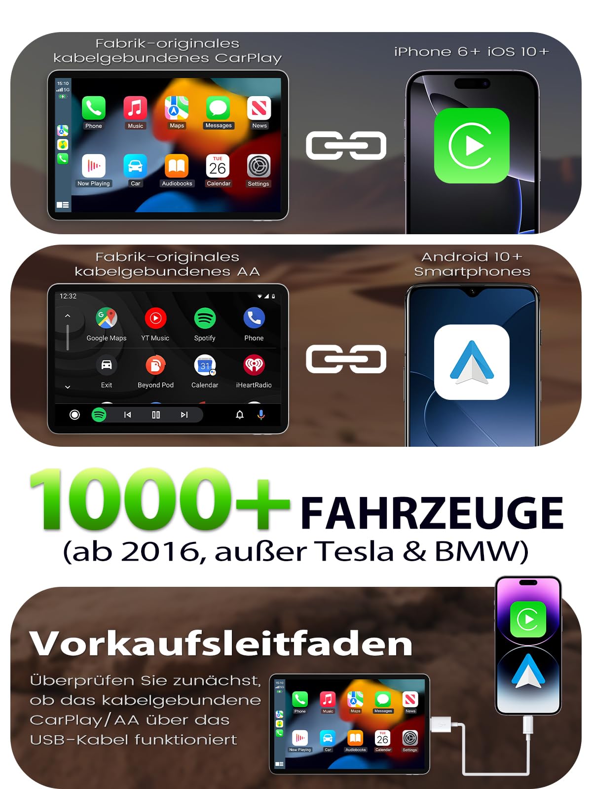 CarPlay Wireless Adapter Android Auto AutobesitzerundAutofahrer EinTastenWechsel Stabil