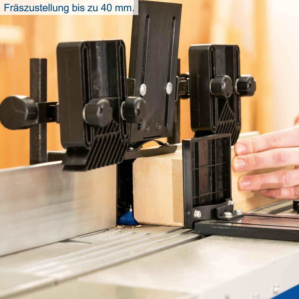 Scheppach Fräsmaschine HF60 Tischfräsmaschine | 230V 1500W | Spannzangen 6/8/12mm | Spindelhöhe max. 40mm | variable Drehzahlregulierung 11500 bis 24000 min-1 | inkl. Tischverbreiterungen