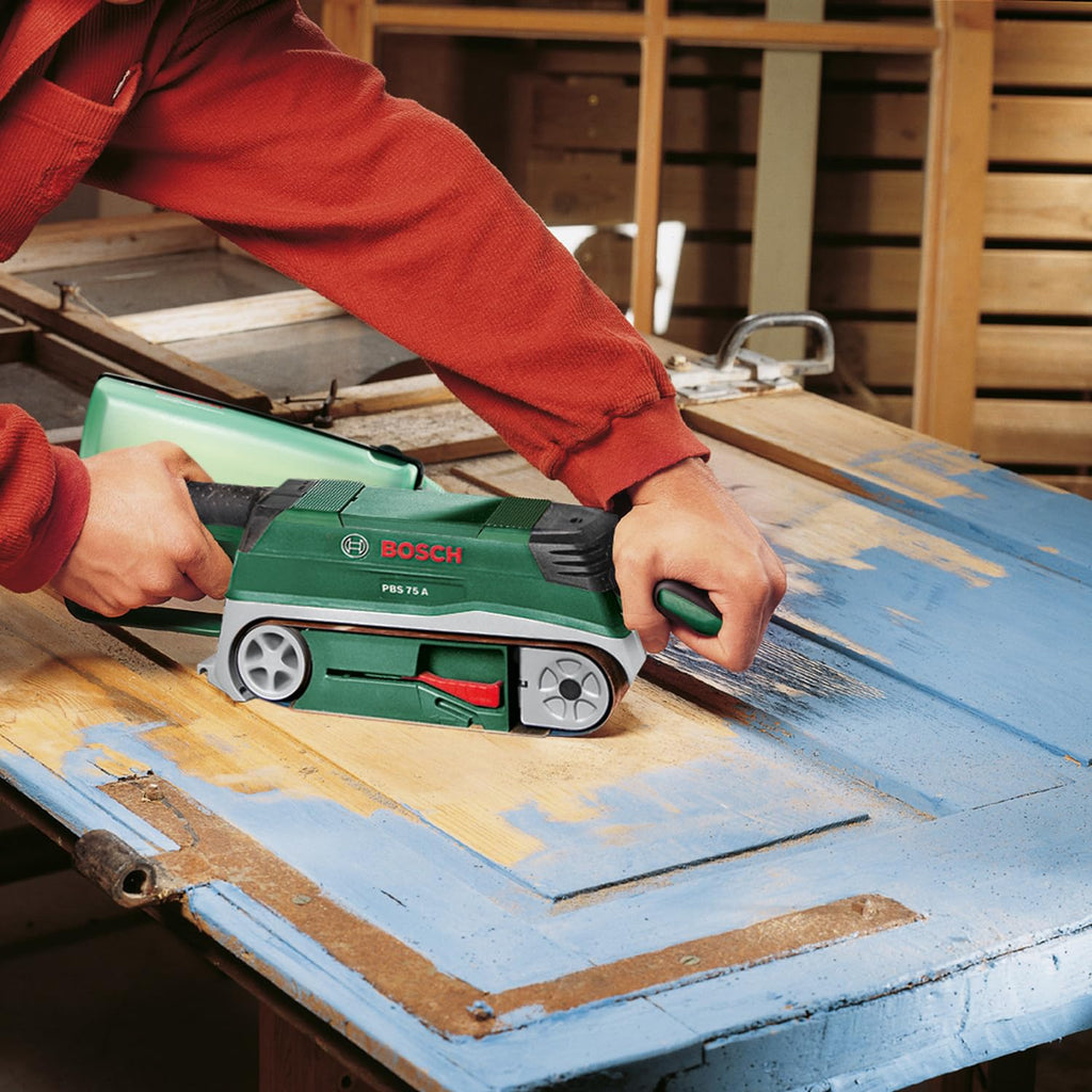 Bosch Bandschleifer PBS 75 A, 1 Schleifband K 80 (710 W, Schleiffläche 76 x 165 mm, Bandabmessung 75 x 533 mm)