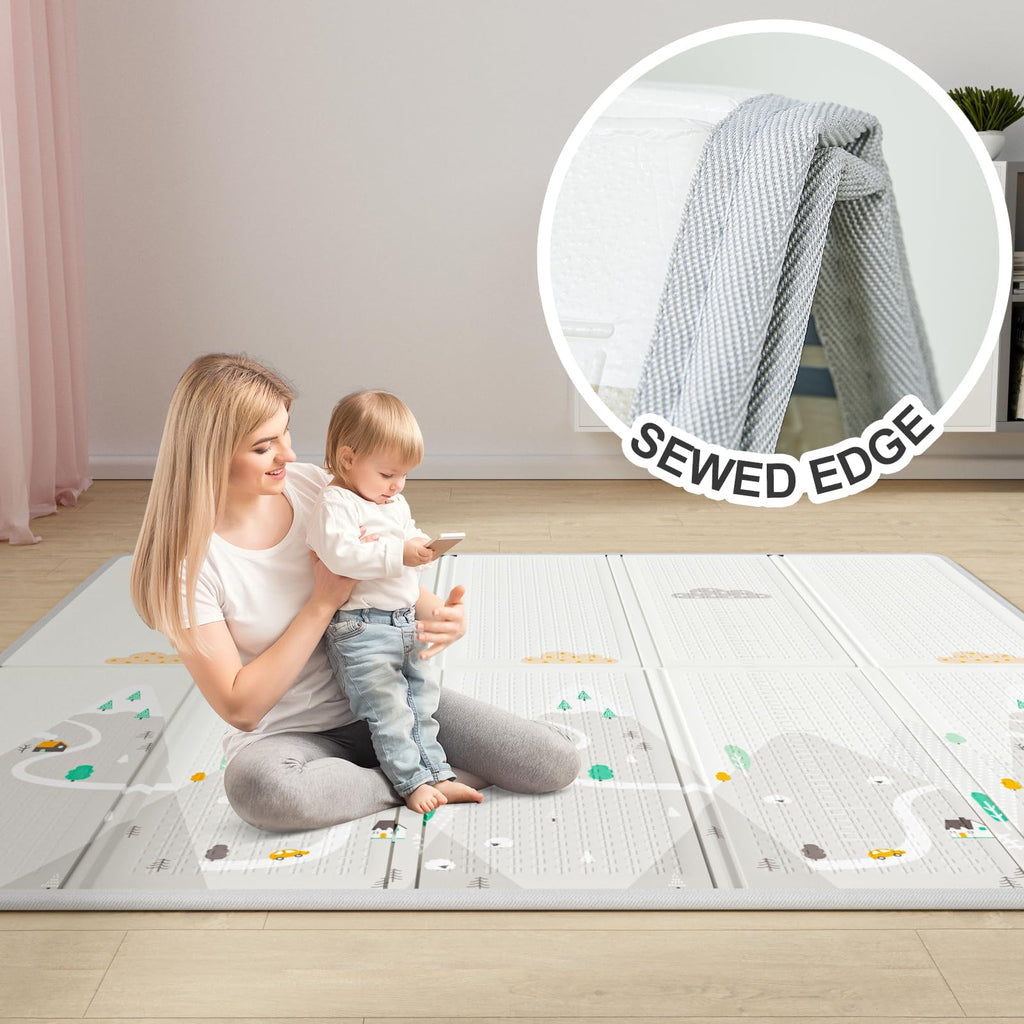 Cafolatt Baby Laufgitter mit Matte 150x150 cm, Laufstall Baby mit Matratze, Sicher und Geräumig für die Wohnung, Rutschfeste Basis, Atmungsaktives Netzdesign (150X150X64 cm)