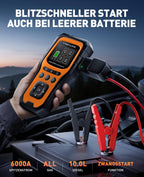 TREKURE 6000A Auto Starthilfe Powerbank mit OBD2 Diagnosegerät und Batterietest, Starthilfe Powerbank für PKW 12V, für Benzin & Diesel bis 10,0L, Tragbare Starthilfe mit LED-Notlicht, V0-Feuerschutz