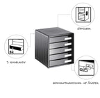 Rotho Timeless Schubladenbox / Bürobox mit 5 Schüben, Kunststoff (PS) BPA-frei, anthrazit, (34.5 x 29.0 x 32.0 cm)