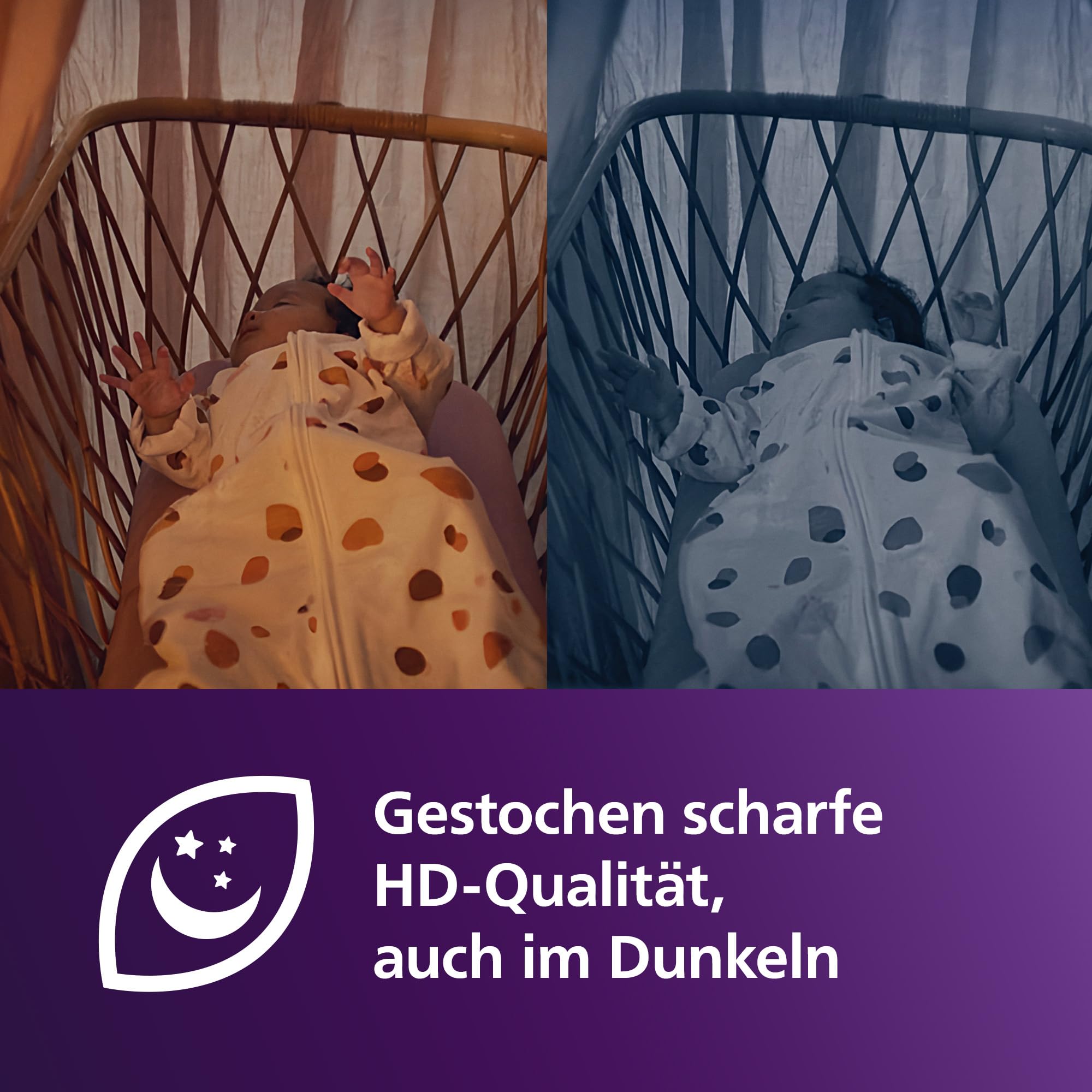 Philips AVENT Philips Connected Videophone mit WLAN, hochwertiger HD-Kamera, Infrarot-Nachtsichtfunktion, Schrei-Erkennung, Gegensprechfunktion, DEKRA Zertifiziert privat und sicher, SCD951/26