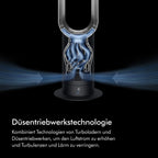 Dyson Coolᵀᴹ Turmventilator AM07 Air Multiplier™ Turmventilator, Leistungsstarker, bladeless Ventilator mit Air Multiplier™ Technologie (Weiß/Silber)