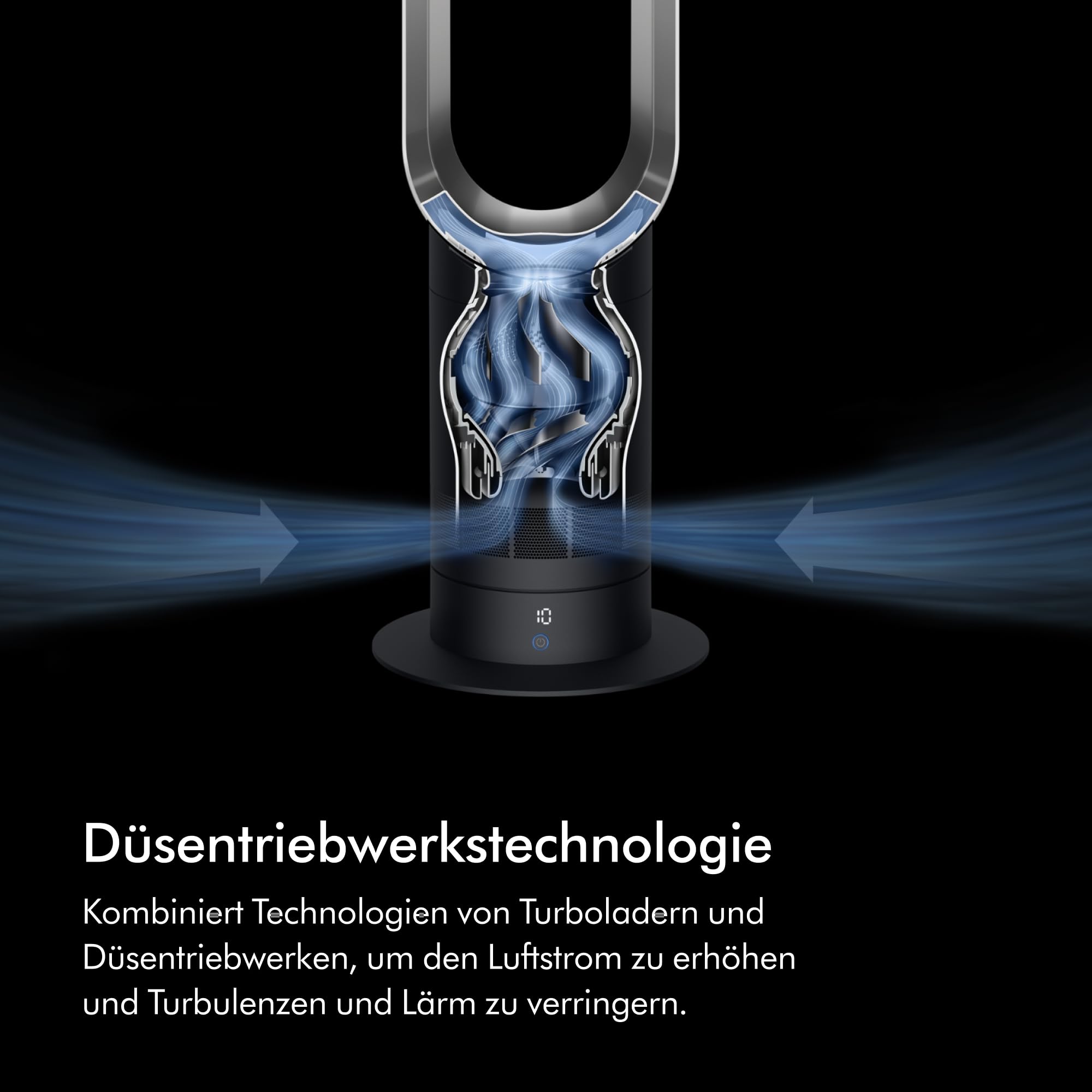 Dyson Coolᵀᴹ Turmventilator AM07 Air Multiplier™ Turmventilator, Leistungsstarker, bladeless Ventilator mit Air Multiplier™ Technologie (Weiß/Silber)