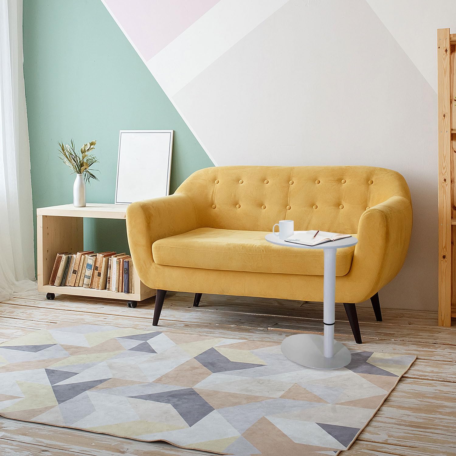 hjh OFFICE 830055 Stehtisch höhenverstellbar Stand III Weiß Beistelltisch Pult mit Gasfeder, Höhe bis 104,5 cm