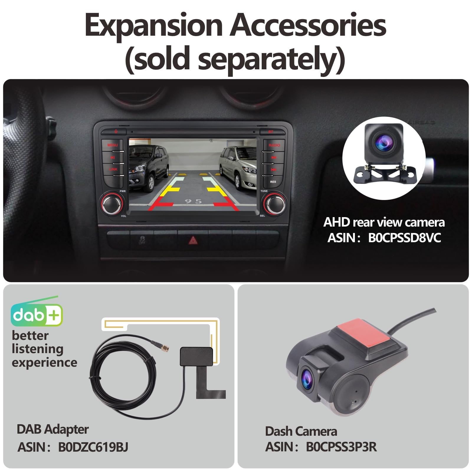 LXKLSZ Autoradio kompatibel mit drahtlos Carplay/Android Auto für Audi A3 S3 RS3 2003-2012 mit IPS Touchscreen/Bluetooth/Mirror Link/FM/AM/USB/RDS