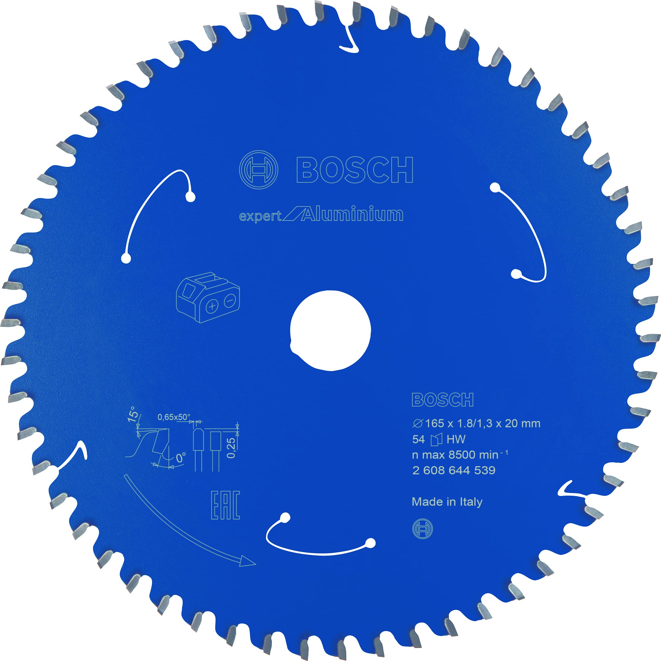 Bosch Professional 1x Kreissägeblatt Expert Aluminium (Aluminium, Sägeblatt Ã˜ 165 X 20 X 1,8 Mm, 54 Zähne, Zubehör Akku Kreissäge)