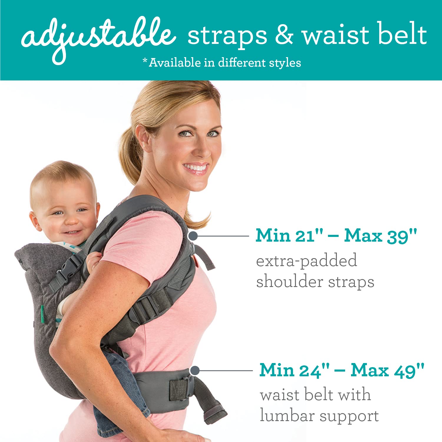 Infantino Flip Advanced 4-in-1 Babytrage, Ergonomisch, Umwandelbar, mit Blickrichtung Nach Innen und Außen, Vorne und Hinten Tragbar für Neugeborene bis Kleinkinder von 3,6-14,5 kg, Grau