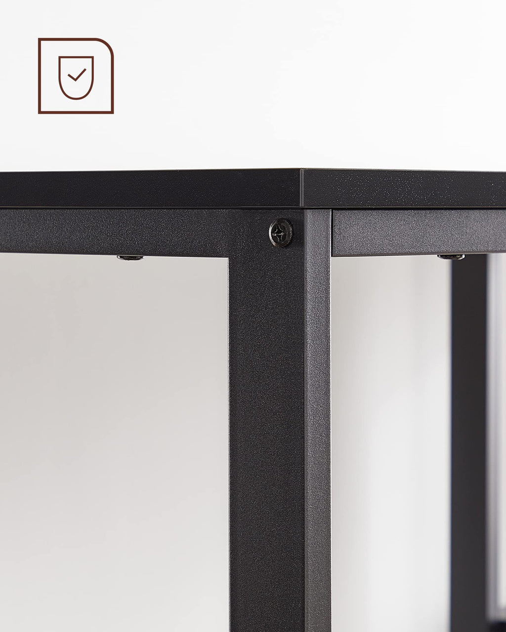 VASAGLE Schreibtisch, Computertisch, PC-Tisch, Bürotisch, mit 2 Ablagen auf der rechten oder linken Seite, fürs Büro, Wohnzimmer, Stahlgestell, Industrie-Design, schwarz LWD047B16