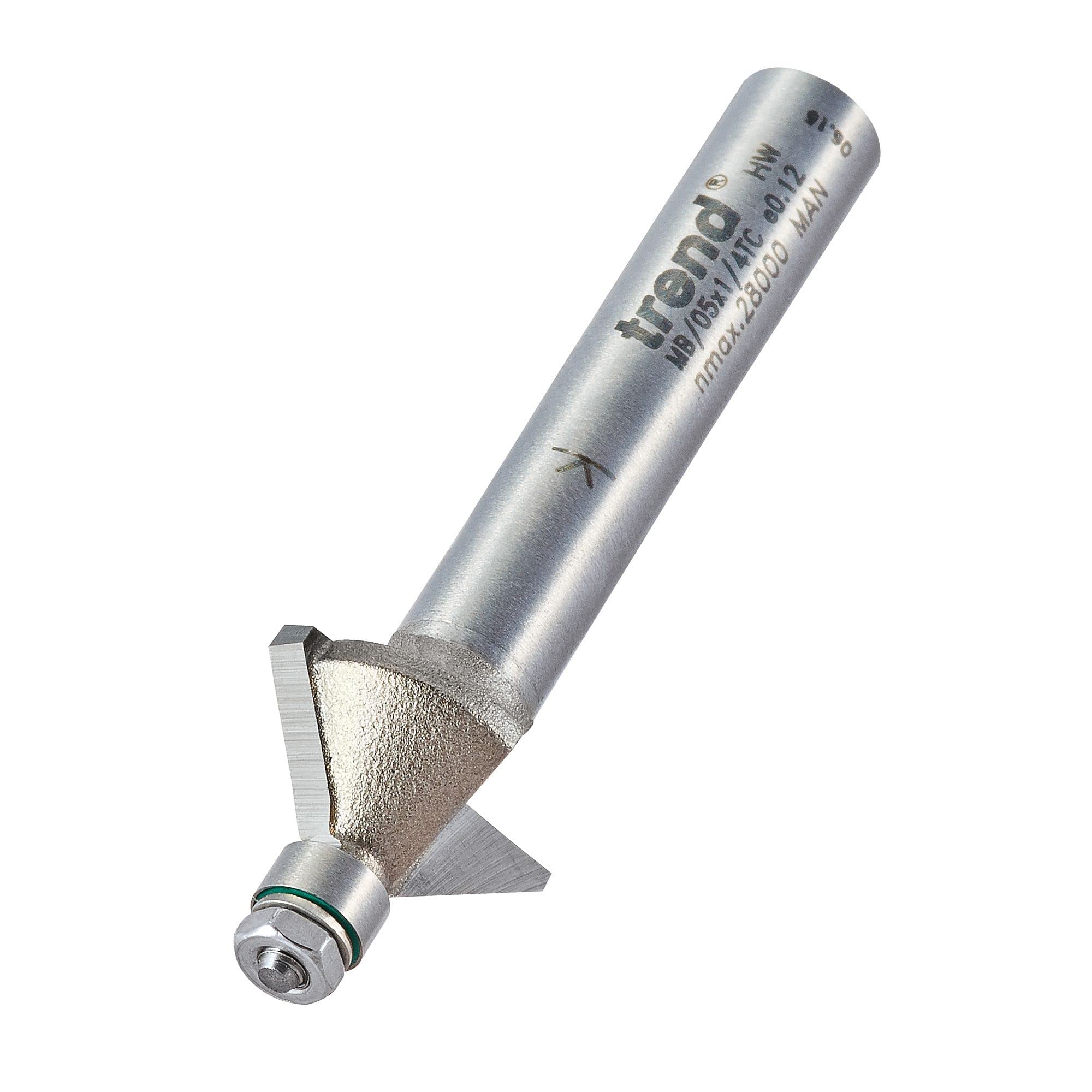 Trend Professioneller Mini-Fasenfräser 45 Grad, 1/4 Zoll Schaft, 14,3 mm Schnittdurchmesser, 6,35 mm Schnittlänge, Hartmetallbestückt, MB/05X1/4TC