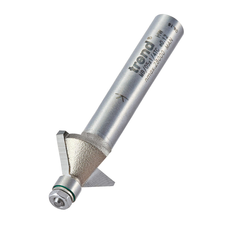 Trend Professioneller Mini-Fasenfräser 45 Grad, 1/4 Zoll Schaft, 14,3 mm Schnittdurchmesser, 6,35 mm Schnittlänge, Hartmetallbestückt, MB/05X1/4TC