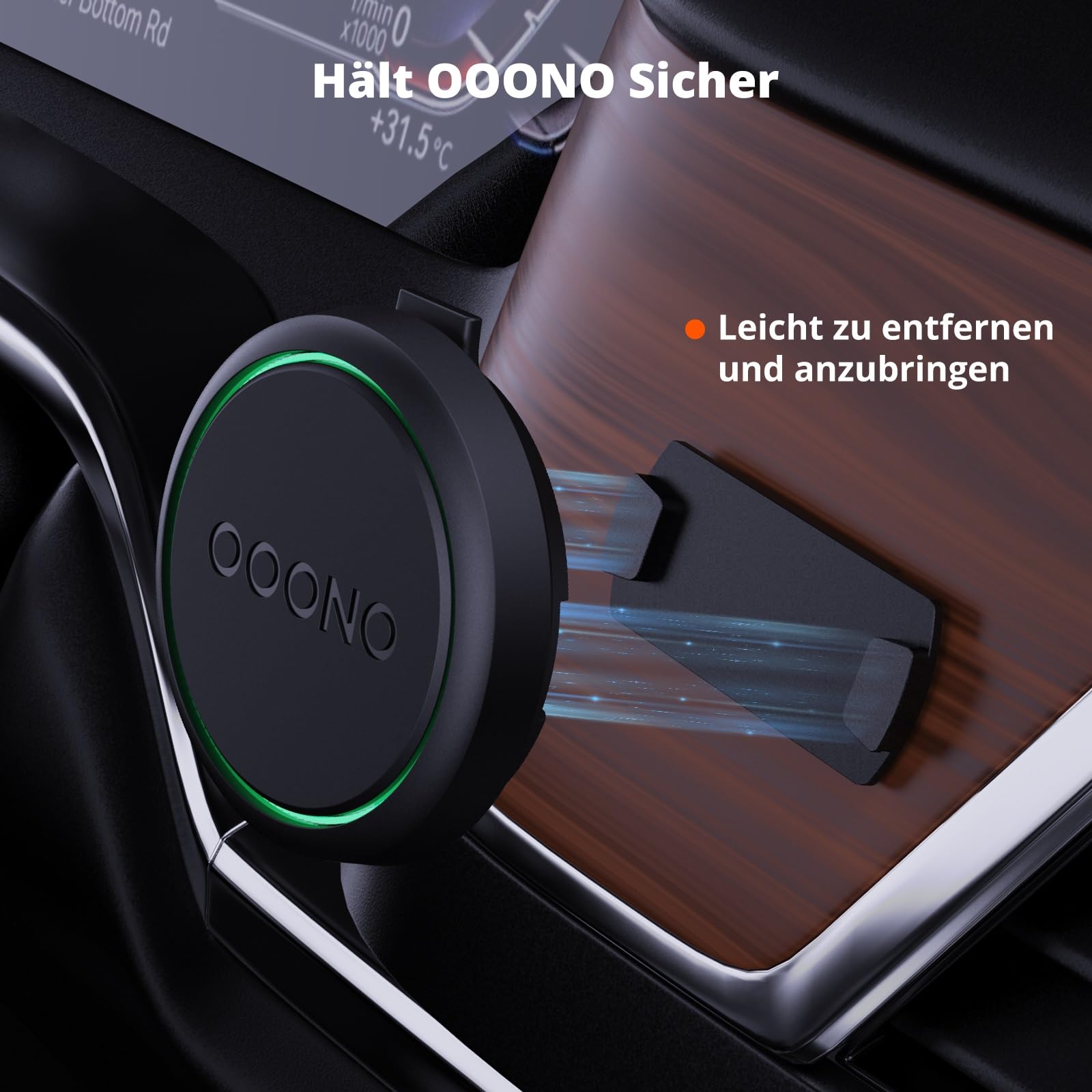 SUPMEGA Magnetische Autohalterung für OOONO CO-Driver NO2, Robuste Metall-Autohalterung mit Eingebauten Magneten, kompatibel mit OOONO NO2 Blitzerwarner