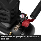 Einhell Kompressor TC-AC 190/24/8 I OF (1100 Watt, max. 8 bar, 24-Liter-Tank, 190 l/min Ansaugleistung, ölfrei, wartungsarm, Manometer, Druckminderer)