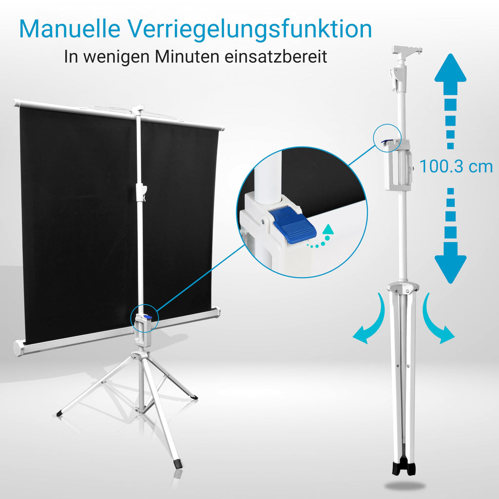Pyle Leinwand mit Stativ 50 Zoll – Tragbare & Faltbare Projektorleinwand, Höhenverstellbar 63–122 cm, Ideal für Heimkino, Schule, Meeting, Konferenz & Outdoor Nutzung