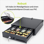 ACROPAQ Kassenschublade - Öffnung manuell mit Druckknopf, Kassenlade 33 x 33 cm, Unterbau geeignet - Kasse, Cash Register, Bargeldkasse - Schwarz