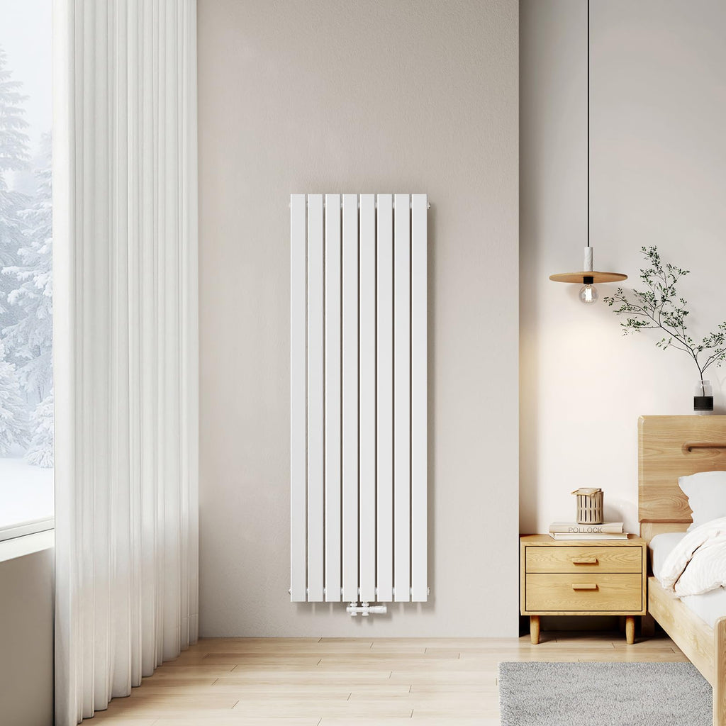 EMKE Design Heizkörper Flach, 1800x616 mm Vertikal Flachheizkörper mit Mittelanschluss, Einlagig Weiß Paneelheizkörper Wandheizkörper für Bad, Schlafzimmer & Wohnzimmer, 1118W