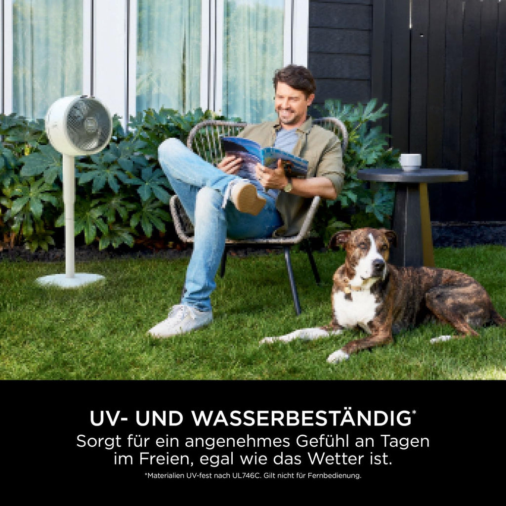 Shark FlexBreeze Ventilator Leise, Hybrid Ventilator Kabelgebunden & Kabellos, Tragbar, für Innen- und Außenbereich, UV- & Wasserbeständig, Ultraleistungsstark, Ultraleise, Weiß FA220EU