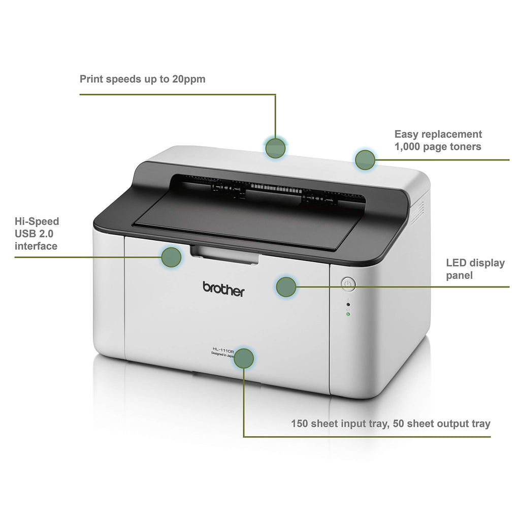 Brother HL-1110 kompakter Schwarzweiß-Laserdrucker