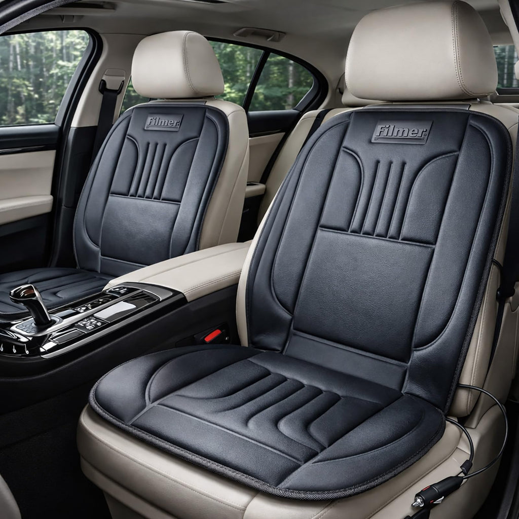 BURI Premium Autositzauflage Winter 2 Stufen | Bequemer Sitzschutz mit Rückenlehne | rutschfest, ergonomisch & langlebig | Weiche Polsterung für warmes Sitzgefühl für 95% Aller Fahrzeuge (1 Stück)