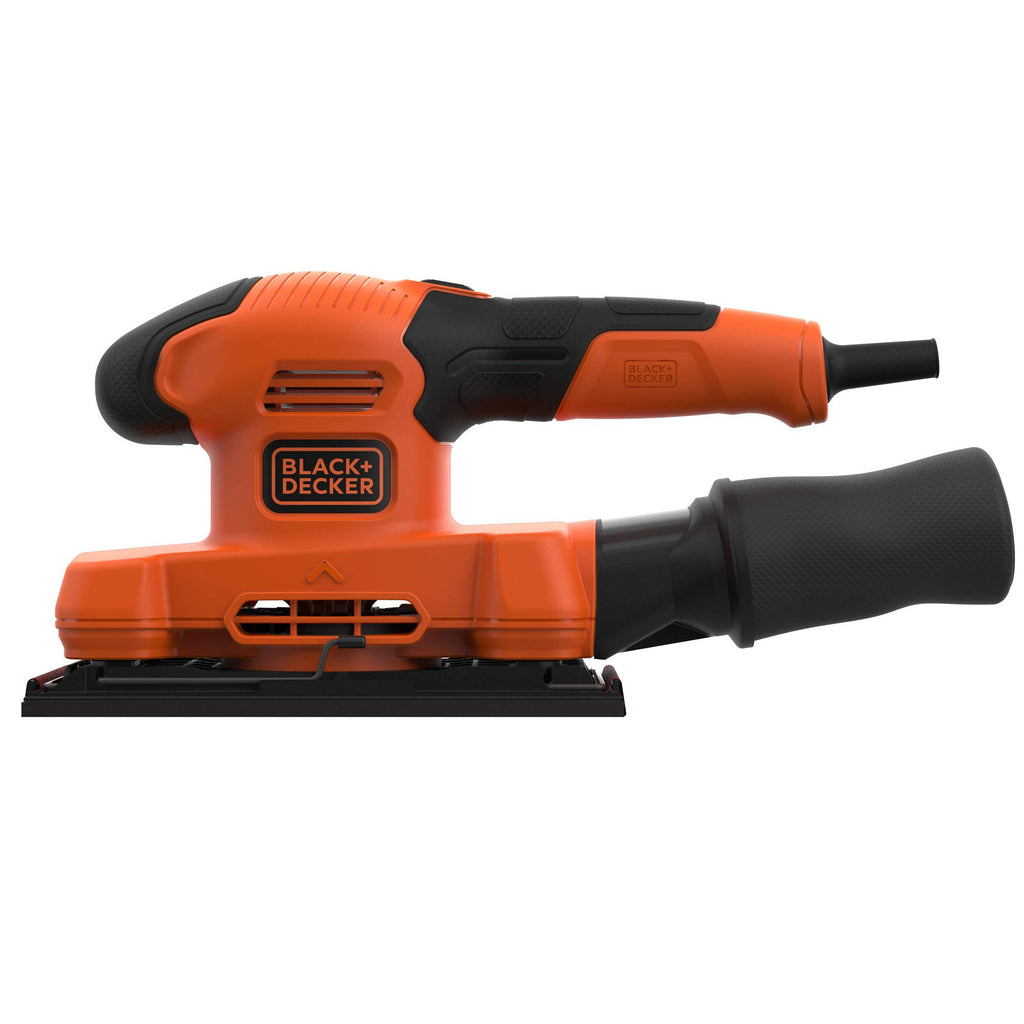 Black+Decker BEW220 Schwingschleifer (150W, Schleifplatten 90 x 187 mm, mit integrierter Staubabsaugung, zum Schleifen/Polieren von großen Flächen, inkl. 1 Schleifpapier K100), Cranberry