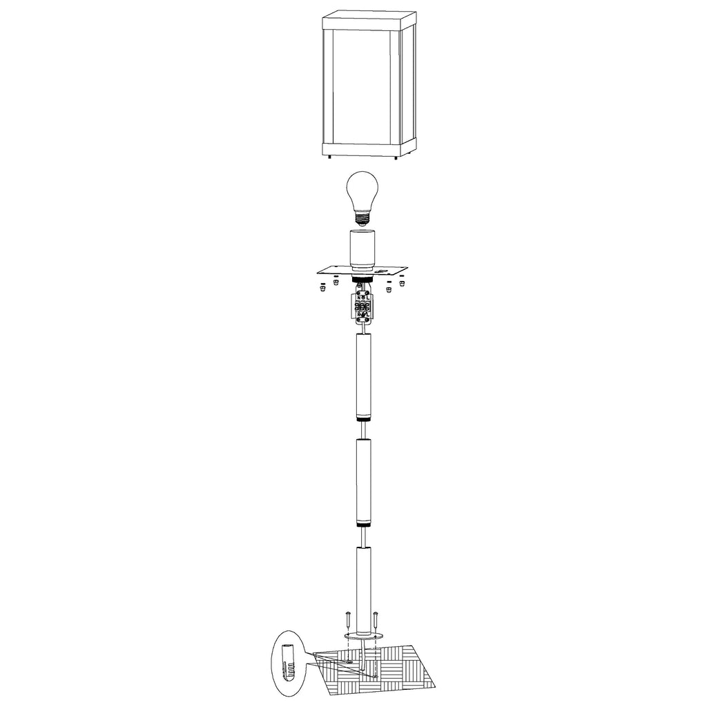 EGLO Außen-Stehlampe Alamonte 1, 1 flammige Außenleuchte, Stehleuchte aus Stahl verzinkt in Schwarz und Glas in Transparent, E27 Fassung, IP44