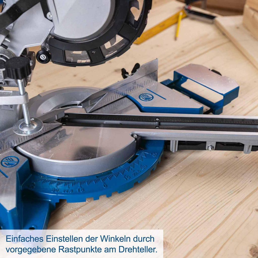 Scheppach Kappzugsäge HM216 Kappsäge Gehrungssäge mit Laser | Sägeblatt Ø 216mm | 2000W Leistung | Drehtisch mit Schnellarretierung | inkl. 2 Sägeblatt (HM216)