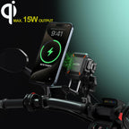 iMESTOU Kabellose USB-C Handyhalterung für Motorrad, Vibrationsdämpfend und Wasserdicht, 2,5 cm Kugel Qi Handyhalterung, Geeignet für 4,7"-7,2" mit max. 15mm Dicke Handys, Passend für 22–32 mm Lenker