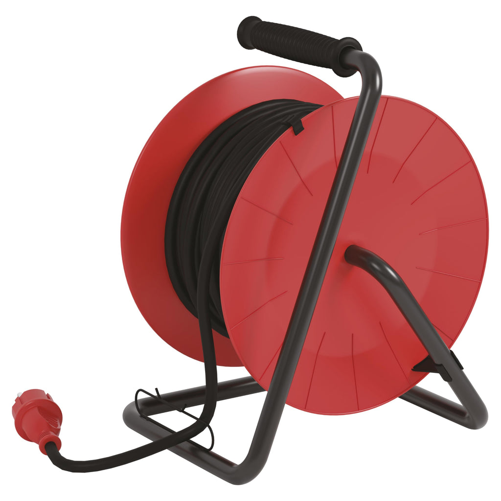 EMOS - Kabeltrommel 25m - 4 Schuko-Steckdosen - wasserdicht, schlagfest, hitze- & kältebeständig - 230V, 16A, 3680W - Gummi-Isolierung - H05RR-F3G 1,5 mm2 - IP44 für Außenbereich