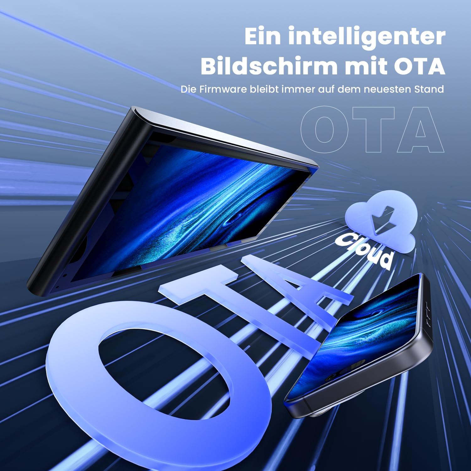 Krunia 9,26" Drahtloses Tragbares CarPlay Display für Apple CarPlay & Android Auto, OTA-Updates, Rückfahrkamera, Mirror Link, Bluetooth 5.0, Sprachsteuerung, GPS-Navigation, FM