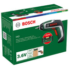 Bosch Akkuschrauber IXO Wasserwaagen-Set (7. Generation; 3,6V; 2,0Ah; 5,5Nm; Set inkl. Mini-Wasserwaage, mit Mikro-USB-Kabel; schraubt bis zu 190 Schrauben; im Karton)