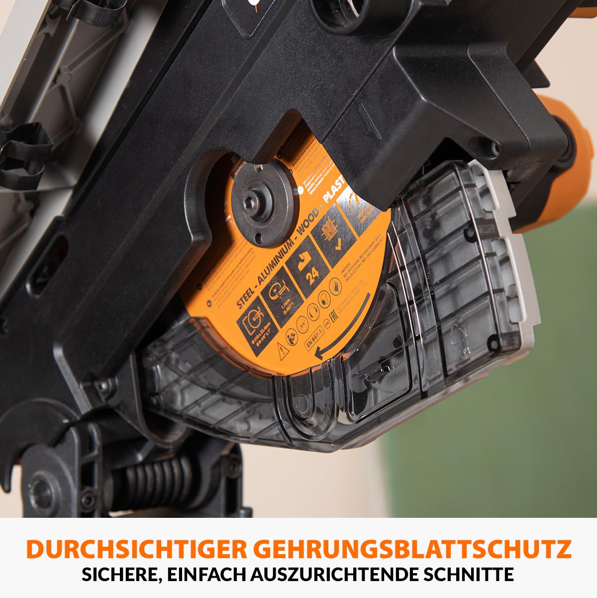 Evolution Power Tools R210MTS-G2 Vielseitige Kapp- und Tischsäge, kompakt, multifunktional, schneidet verschiedene Materialien, TCT-Sägeblatt für Holz, Kunststoff und Metall, 210mm