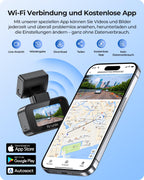 Krunia 2K WiFi Mini Dashcam Auto, Frontkamera mit App, CPL-Unterstützung, Externes GPS, WDR-Nachtsicht, 24Std Parküberwachung, Magnethalterung, Superkondensator, 170° Weitwinkel Kamera