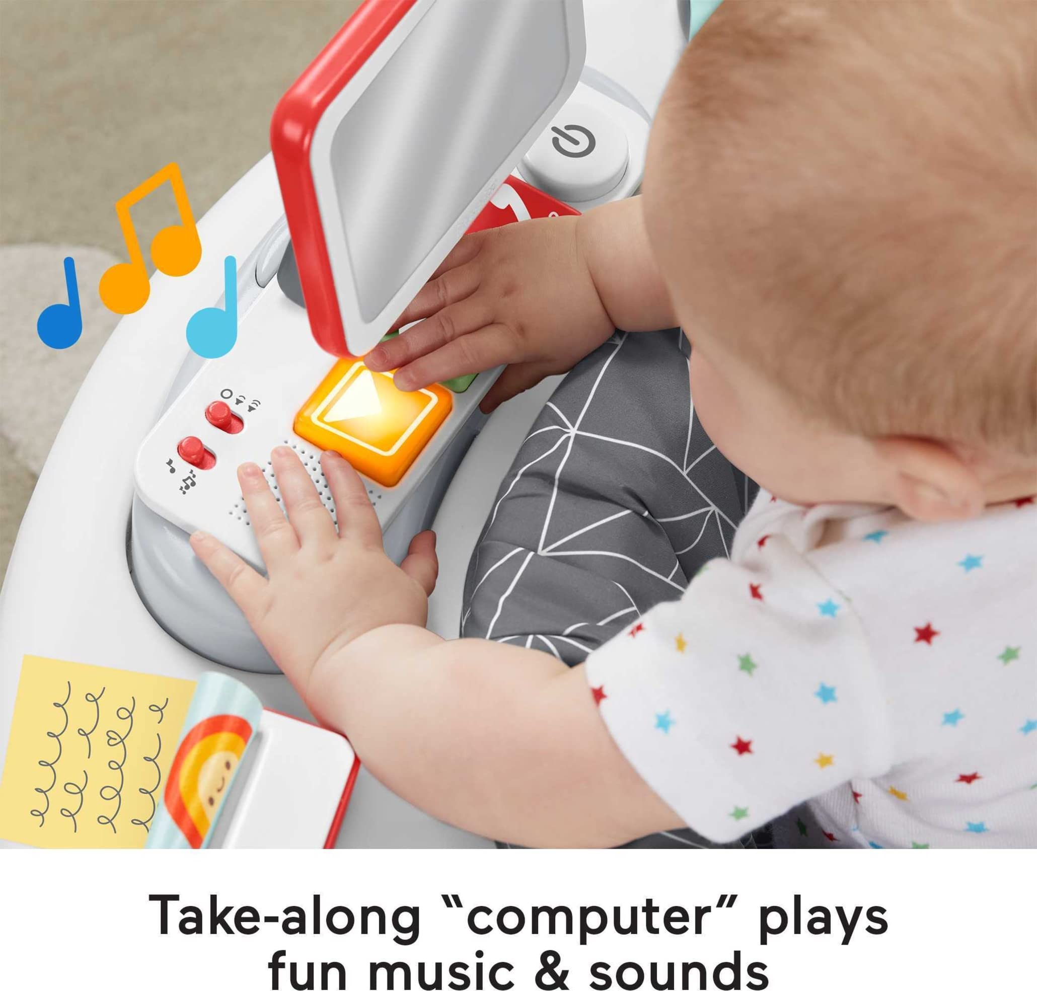 Fisher-Price HBM26-2-in-1 Homeoffice Activity Center, Unterhaltung für Babys und Spieltisch mit Musik, Lichtern und Geräuschen, Spielzeug für Kleinkinder