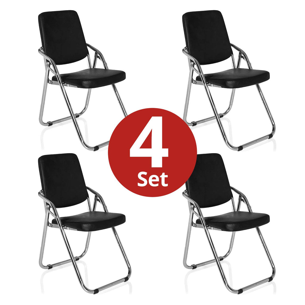 hjh OFFICE 4 x Klappstuhl ESTO PU Schwarz Konferenzstuhl Besucherstuhl klappbar 4er Pack