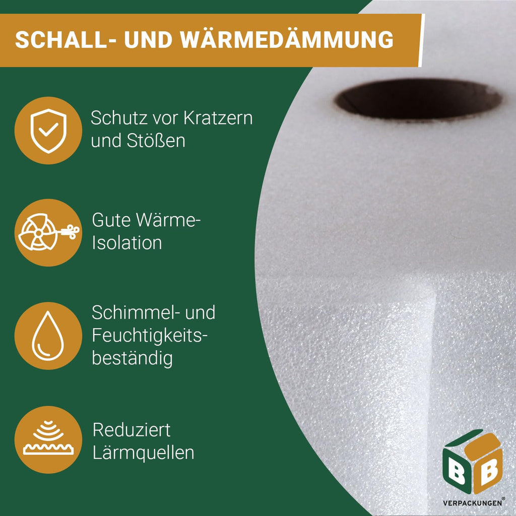 BB-Verpackungen 50 m² Trittschalldämmung (2 mm stark, sehr gute Schall- und Wärmedämmung)