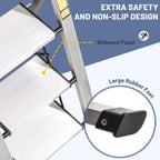 XinSunho Stufenleiter, Trittleiter 5 Stufen klappbar, Leiter Aluminium mit Ablageschale und Handlauf, Tragbare Stehleiter für Haus und Büro, Klappleiter Belastbar bis 150 kg