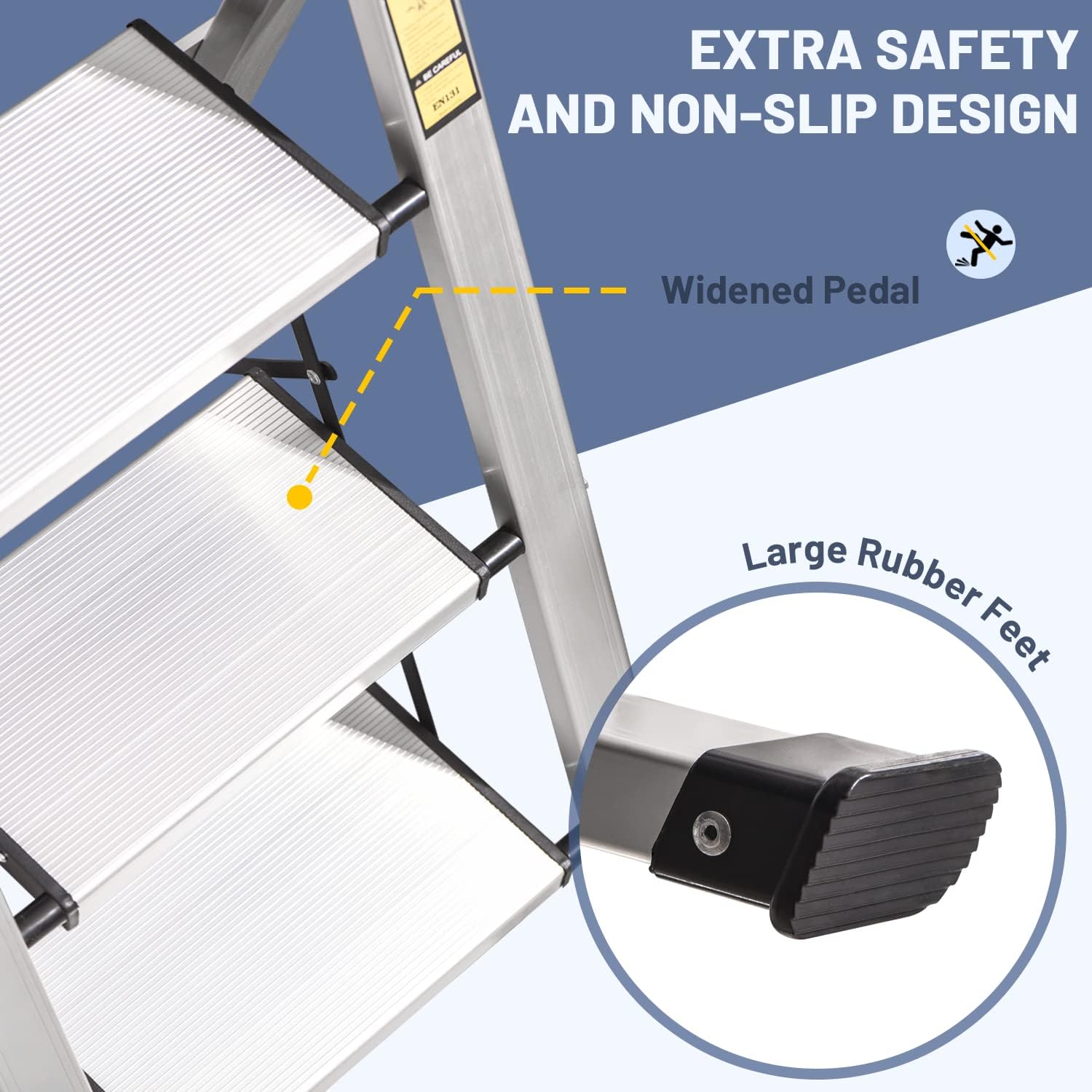 XinSunho Stufenleiter, Trittleiter 5 Stufen klappbar, Leiter Aluminium mit Ablageschale und Handlauf, Tragbare Stehleiter für Haus und Büro, Klappleiter Belastbar bis 150 kg