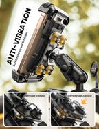 Lamicall Motorrad Handyhalterung Fahrrad Handyhalter - [720° Drehbarer Metall-Arm] Doppelte Vibrationsgedämpft Handy Halterung Motorrad, Diebstahlsicher Lenker Motorradhalterung für iPhone 17/16/15/14