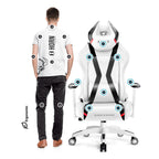 Diablo Gaming Stuhl X-Horn 2.0 Bürostuhl Gamer Chair Schreibtischstuhl 3D Armlehnen Ergonomisches Design Nacken/- Lendenkissen Kunstleder Wippfunktion Weiß King (XL)