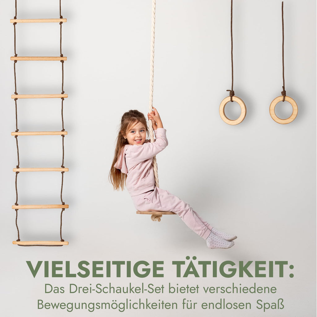 Goodevas Kinder Spielset – Indoor Klettergerüst und Outdoor Jungle Gym für Jungen und Mädchen – Kletterleiter und Gymnastikringe, ab 2-12 Jahre