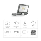 Steinel LED-Außenstrahler XLED ONE S anthrazit, 180°-Bewegungsmelder, 18,6 W, 2050 lm, 3000K, für Zufahrt, Hof und Garten, 065249, Aluminium