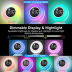 Kinder Wecker Digital, Schlaftrainer mit Nachtlicht, Lichtwecker mit 10 White Noise, Snooze und Timer 15/30/60/90 mins, LED mit Licht Tischuhr ohne Tick, Geschenke für Mädchen Jungen