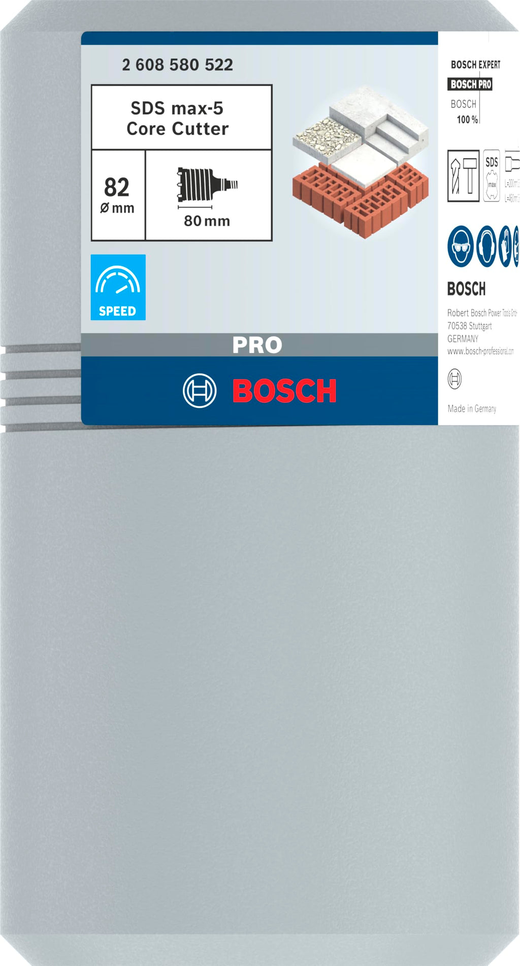 Bosch 1x PRO SDS max-5 Core Cutter, zweiteilig mit Gewinde (für Beton, Betonblockstein, Ø 82 mm, Professional Zubehör Bohrhammer)