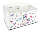 Leomark Kinderbank Hölzerne - Unicorn - Kindertruhenbank, Behälter für Spielzeug, Truhe für Kinderzimmer, Höhe: 46 cm