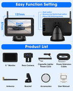 【Stabiles Bild】 AHD 1080P Rückfahrkamera Kabellos, Rückfahrkamera Funk mit 5 Zoll RückfahrKamera Monitor 6 LED Drahtlose Rückfahr-Kamera Auto Super Nachtsicht 170° Weitwinkel für DC 12V Auto SUV LKW